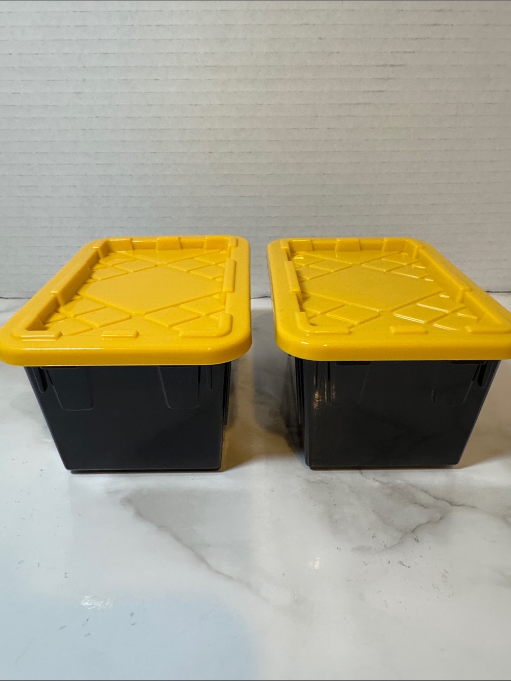 2 Black Storage Boxes with Yellow Lids — New